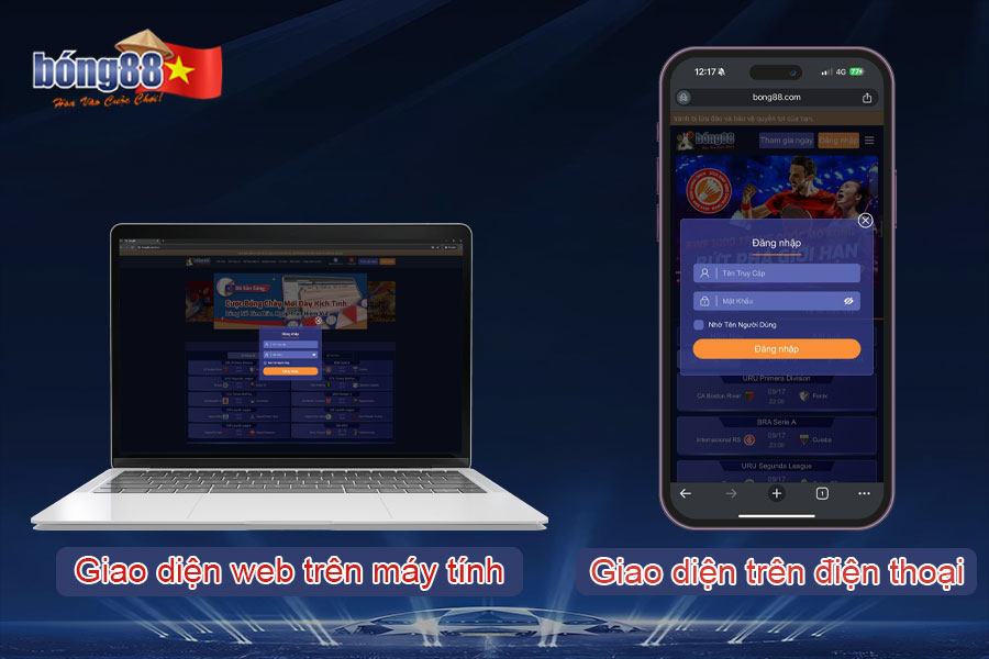 Đăng nhập vào Bong88 trên web